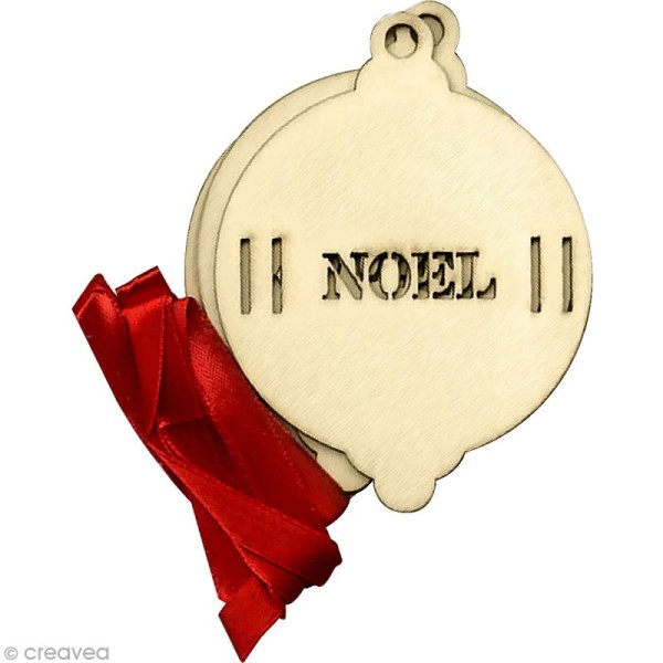Kit de 3 suspensions Boule de Noël 8 cm à décorer et ruban rouge - Photo n°1