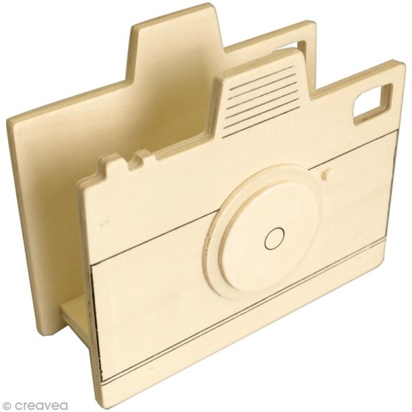 Porte courrier appareil photo en bois - 14 x 11,5 cm - Photo n°1