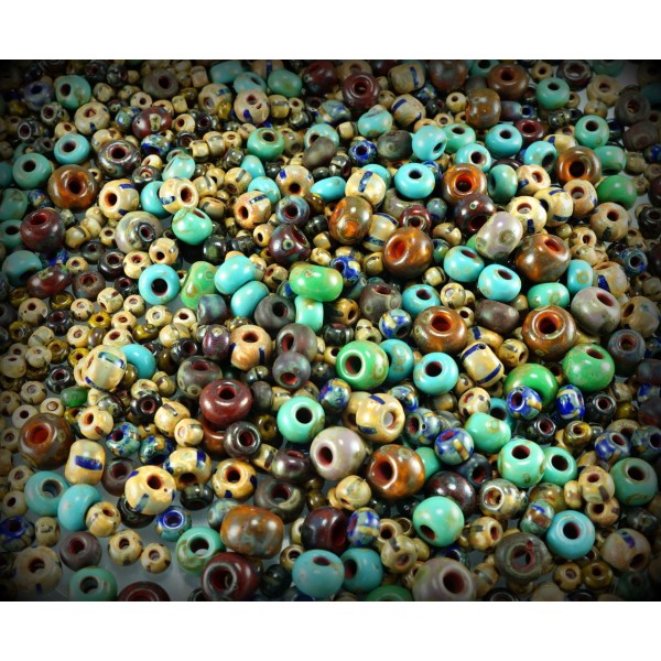 Anissa Picasso Exclusive Mix tchèque Perles de rocaille en Verre Rustique Multicolore Rugueux Âgés d - Photo n°1