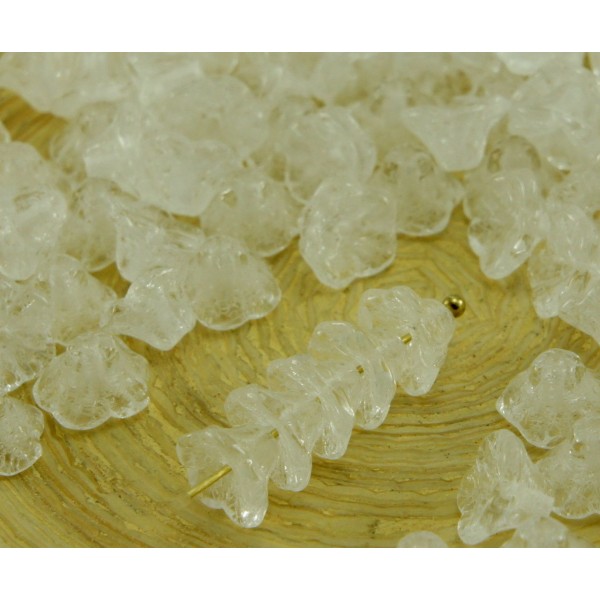 40pcs Crystal Clear Petite Cloche Fleur de Bouchons de Verre tchèque Perles 5mm x 7mm - Photo n°1