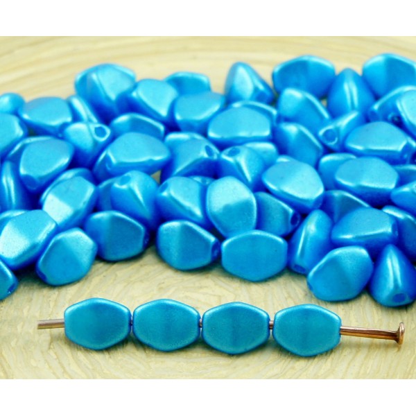 60pcs Pearl Shine Bleu Azur Pincée Bicone à Facettes Entretoise tchèque Perles de Verre de 5mm - Photo n°1