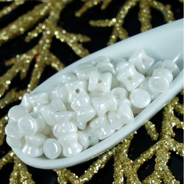 60pcs Ceylan Blanc Perle Pellet tchèque Perles de Verre tchèque PRECIOSA Granulés Pressés de Perles - Photo n°1