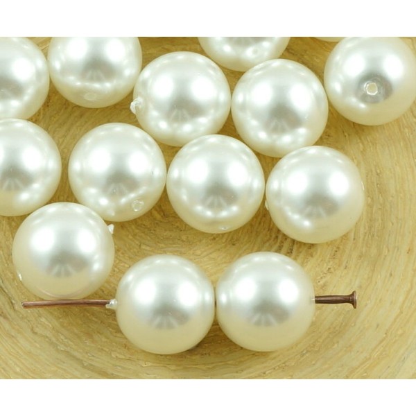 8pcs Blanche-Neige Imitation de Perles Rondes Pressé Druk de Grands tchèque Perles de Verre de 10mm - Photo n°1