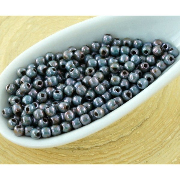 5g Picasso Marron Bleu Lustre Rond Druk Petites Entretoise de Semences de Verre tchèque Perles de 2m - Photo n°1