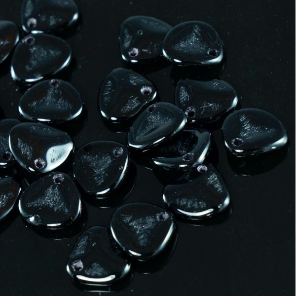 50pcs Noir Opaque tchèque Pétales de Roses, des Perles de Verre tchèque PRECIOSA Pressé Perles tchèq - Photo n°1