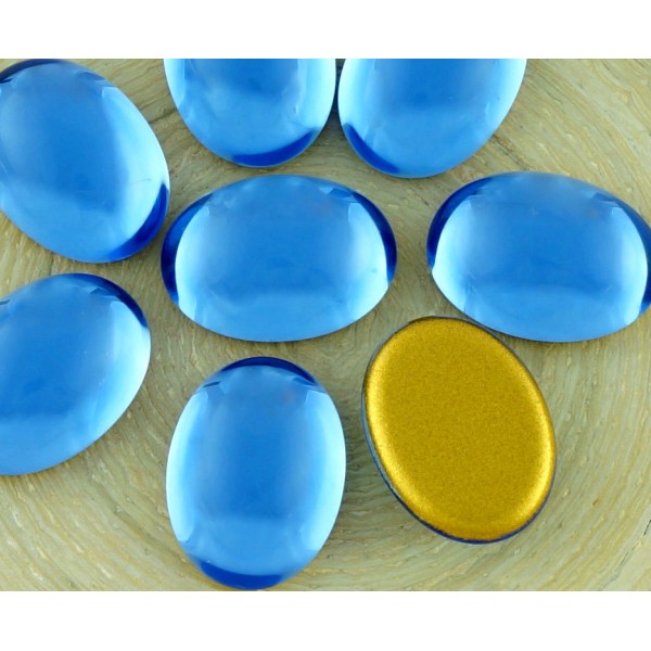 4pcs Léger en Cristal de Saphir Bleu Ovale Bombé dos plat Verre tchèque en forme de Cabochon 18mm x - Photo n°2