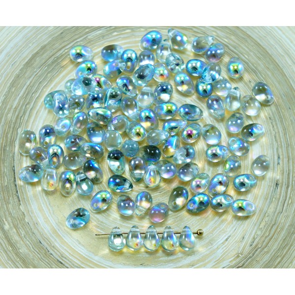 40pcs Bleu Cristal arc-en-ciel Verre tchèque Petite Larme Perles de 4 mm x 6 mm - Photo n°1