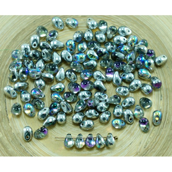 40pcs Argent Cristal arc-en-ciel Verre tchèque Petite Larme Perles de 4 mm x 6 mm - Photo n°1
