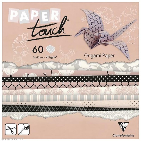 Papier origami Paper Touch - 15 x 15 cm - Magnolias - 60 feuilles - Photo n°1
