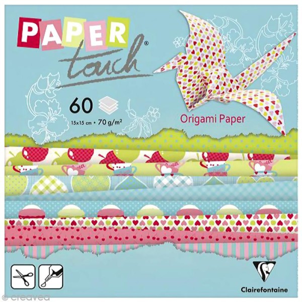 Papier origami Paper Touch - 15 x 15 cm - Douceurs d'enfance - 60 feuilles - Photo n°1