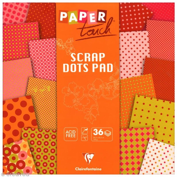 Papier scrap Clairefontaine - Paper Touch - Pois Spicy - 36 feuilles 30,5 x 30,5 cm - Photo n°1