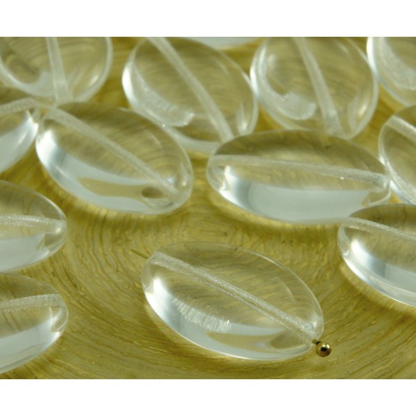 4pcs Crystal Clear Grand Plat Ovale en Verre tchèque Perles de 20mm x 14mm - Photo n°1