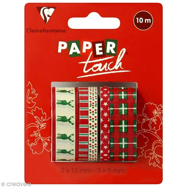 Masking tape Clairefontaine - Noël - 5 rouleaux assortis - Photo n°1