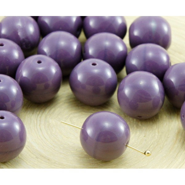 4pcs Opaque Soyeux Violet Améthyste Ronde Pressée Druk Chunky Grand Grand Verre tchèque Perles de 12 - Photo n°1