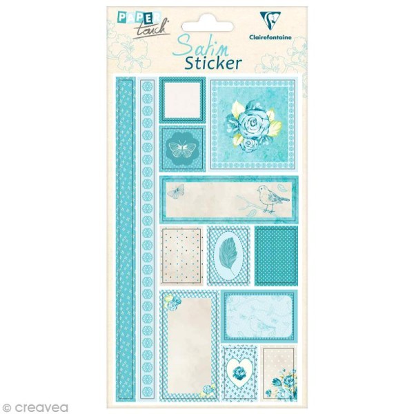 Sticker satin Paper Touch - 12 x 20 cm - Fleurs bleues - Photo n°1