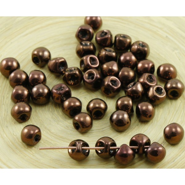 30pcs Bronze Métallique Champignon Bouton de Verre tchèque Perles de 6mm x 5mm - Photo n°1