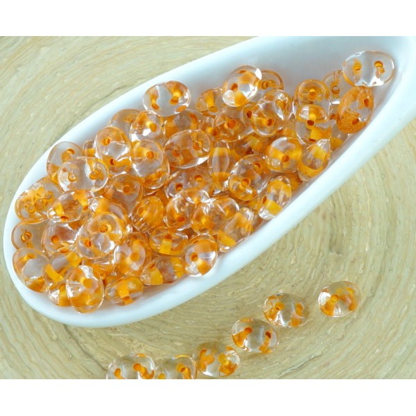 20g de Cristal de la Lumière Orange Doublée SUPERDUO Verre tchèque Perles de rocaille Deux Trous Sup - Photo n°1