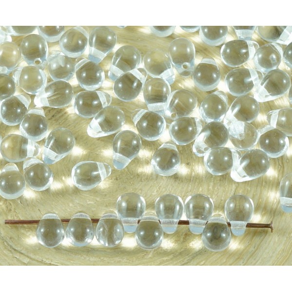 40pcs Claire en Cristal de Larme Petite Larme de Verre tchèque Perles de 4 mm x 6 mm - Photo n°1