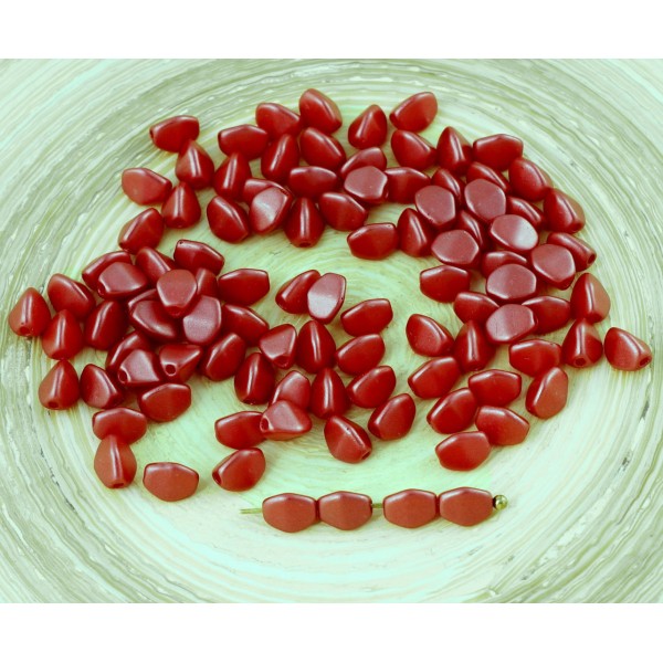 60pcs Albâtre Pastel Foncé Rouge Corail Pincée tchèque Perles de Verre de 5mm - Photo n°1