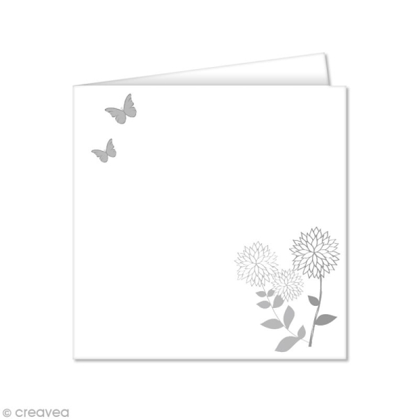 Carte double Pollen imprimée 160 x 160 mm - Fleurs et papillons - 10 pcs - Photo n°1