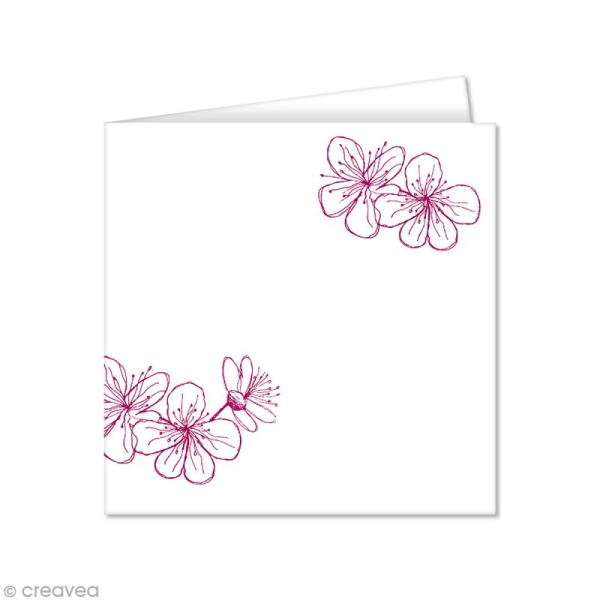 Carte double Pollen imprimée 160 x 160 mm - Fleurs framboise - 10 pcs - Photo n°1