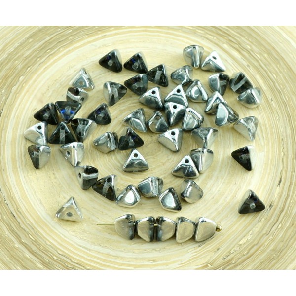 50pcs Cristal Héliotrope Argent Demi-Verre tchèque Grand Demi-Pincée Triangle Entretoise de Perles d - Photo n°1