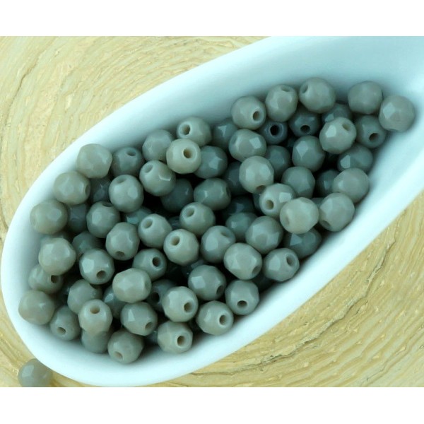100pcs Opaque Gris Gris Ronde à Facettes Feu Poli Petite Entretoise de Verre tchèque Perles de 3mm - Photo n°1