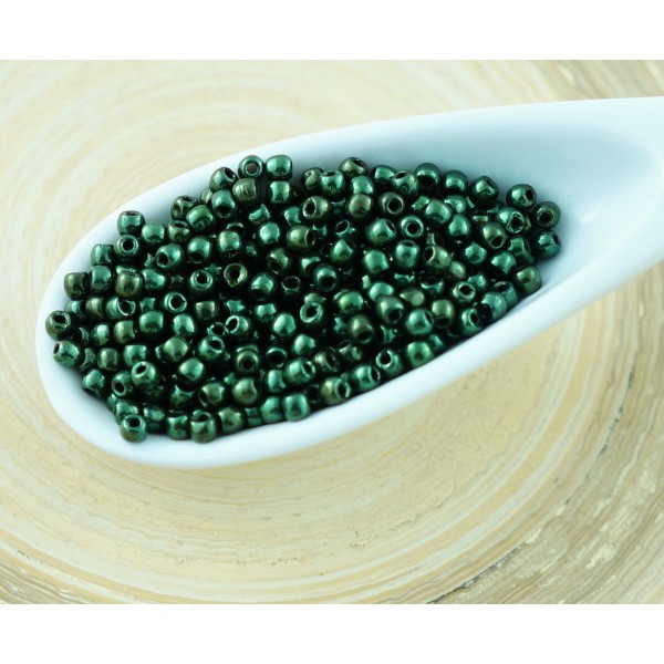 5g Vert Métallique Lustre Rond Verre tchèque Perles de Petites Entretoise de Graines de 2mm - Photo n°1
