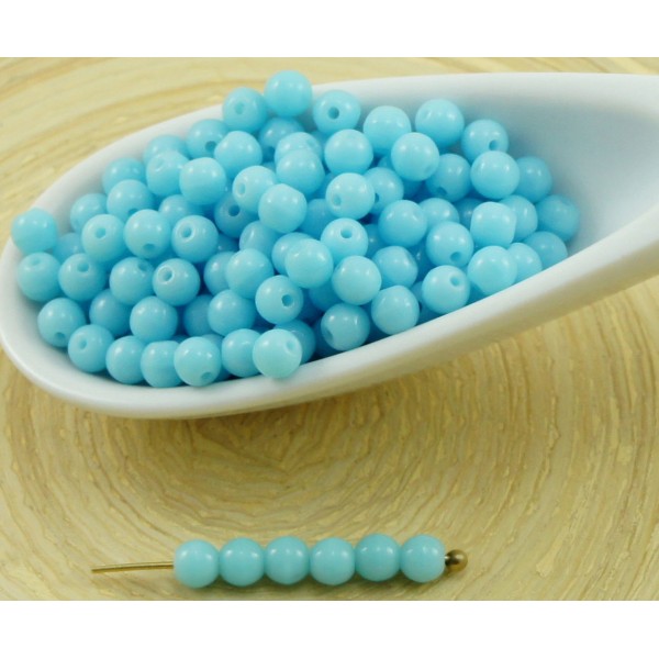 100pcs Opaque Turquoise Bleu Bébé Ronde en Verre tchèque Perles de Petite Entretoise de Graines de R - Photo n°1