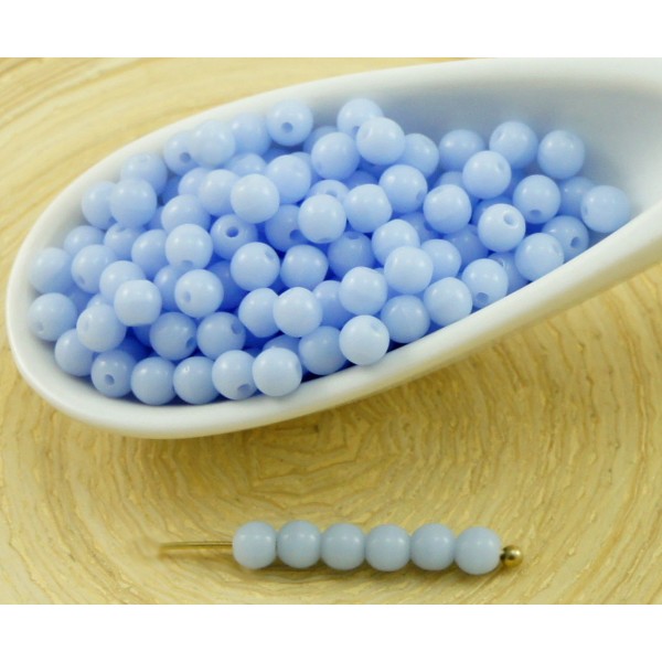 100pcs Opaque Bleu clair Violet Ronde Verre tchèque Perles de Petite Entretoise de Graines de Rocail - Photo n°1