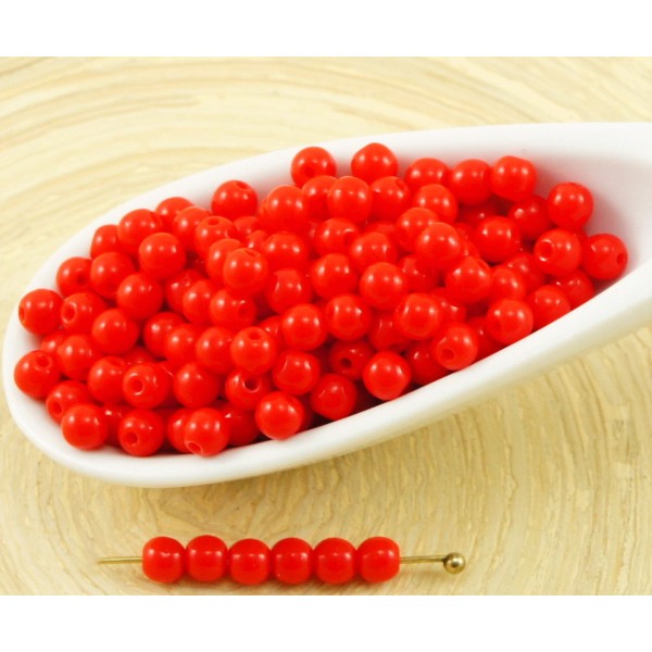 100pcs Opaque Rouge Ronde Verre tchèque Perles de Petite Entretoise de Graines de Rocailles 3mm - Photo n°1