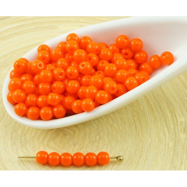 100pcs Opaque Orange Halloween Ronde Verre tchèque Perles de Petite Entretoise de Graines de Rocaill - Photo n°1