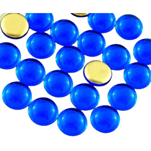 10pcs Cristal de Saphir Bleu Rond en Verre tchèque en forme de Dôme Cabochon 10 mm - Photo n°1