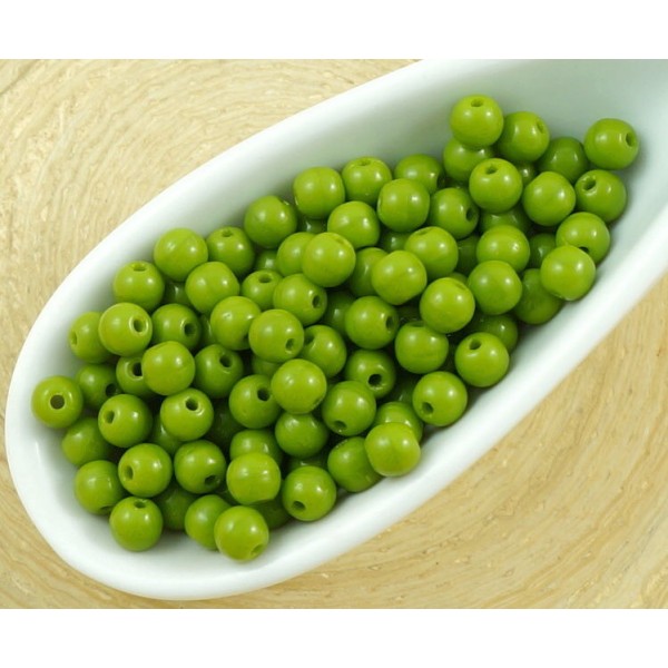 100pcs Opaque de l'Olivine Vert Olive Ronde Druk Entretoise de Semences de Verre tchèque Perles de 3 - Photo n°1