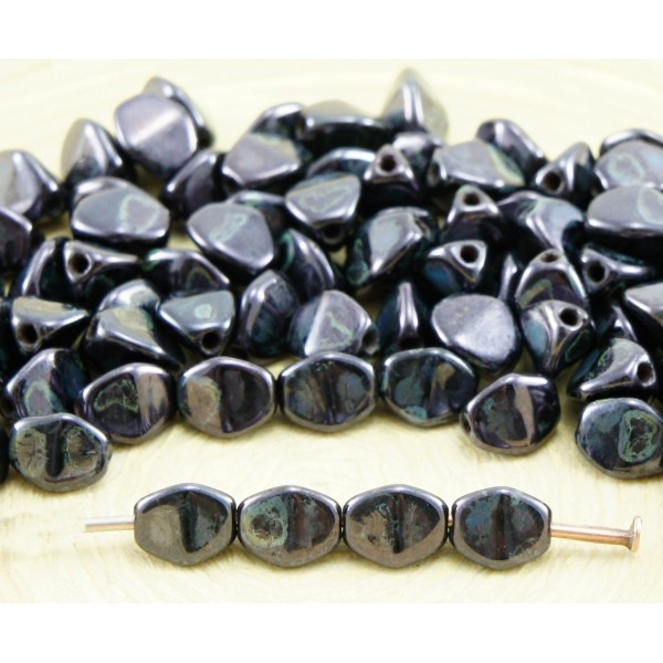60pcs Picasso du Lustre Noir Pincée Bicone à Facettes Entretoise tchèque Perles de Verre de 5mm - Photo n°1