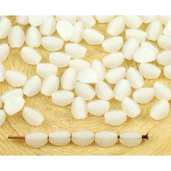 60pcs Blanc Albâtre Opale Pincée Bicone à Facettes Entretoise tchèque Perles de Verre de 5mm - Photo n°1