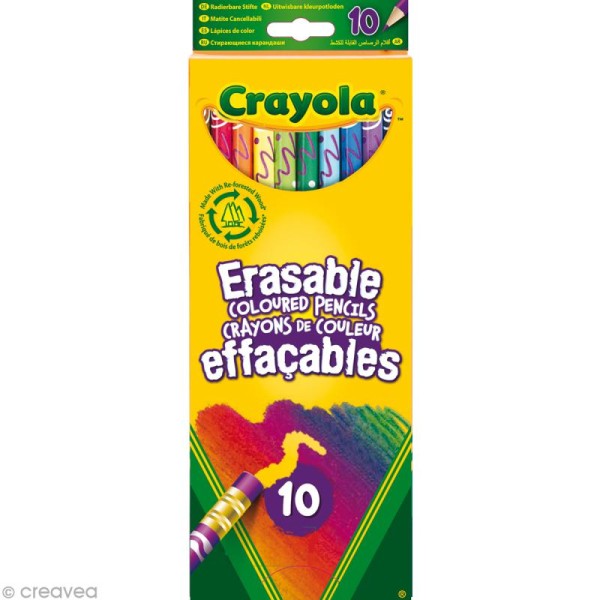 A COMPLETER 10 Crayons de couleur effaçables - Photo n°1