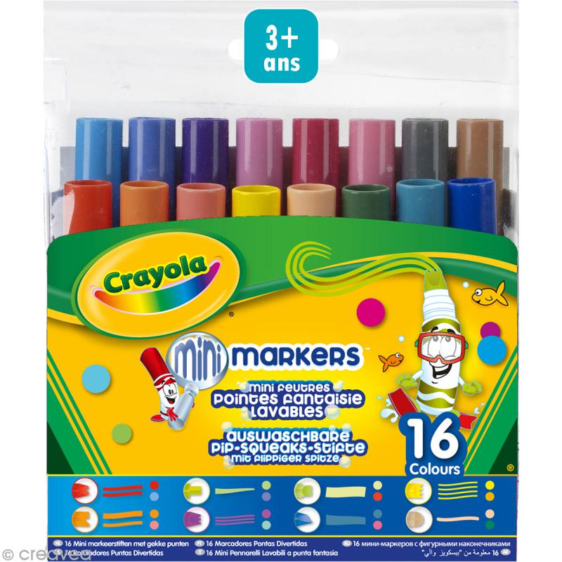 Feutres lavables pointe fantaisie - Crayola x 16 - Feutre coloriage -  Creavea