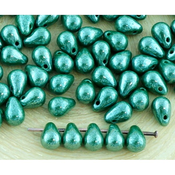 40pcs Vert Émeraude de l'Éclat d'une Larme Petite Larme de Verre tchèque Perles de 4 mm x 6 mm - Photo n°1