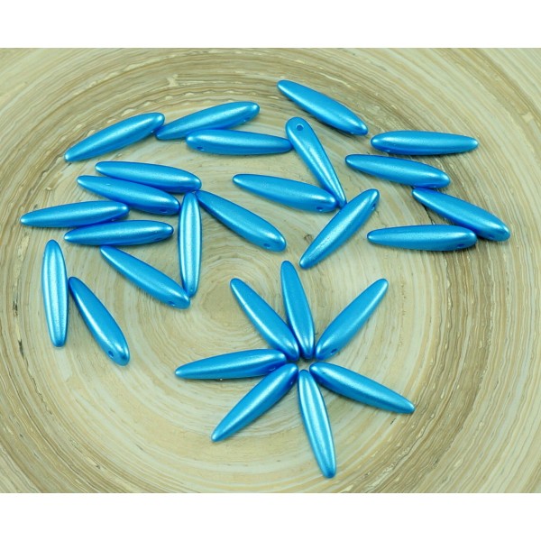 30pcs Pastel Bleu Turquoise, de Perles de Verre tchèque PRECIOSA Épine Poignard Perles Feuille Plate - Photo n°1