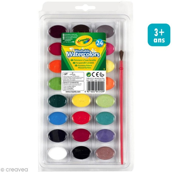 Palette de peinture lavable et pinceau - Crayola x 24 couleurs - Photo n°1