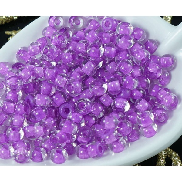10g de Cristal Violet Rayé 5/0 Verre tchèque Ronde de Grandes Perles de rocaille de 5mm Environ 125p - Photo n°1