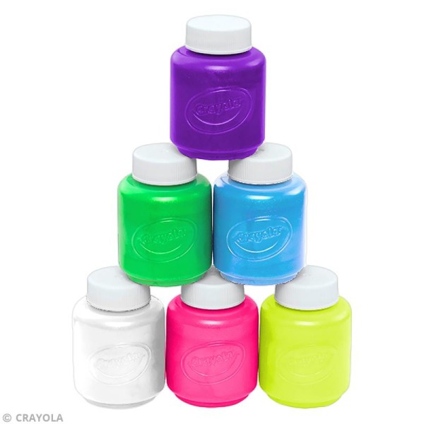 Peinture lavable fluo Crayola - 6 petits pots - Photo n°2