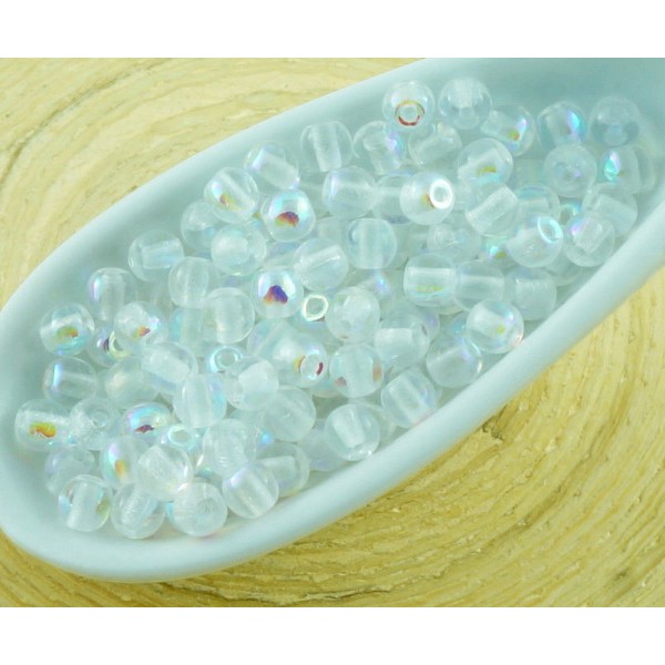 100pcs Crystal AB Ronde Verre tchèque Perles de Petit Écarteur 3mm - Photo n°1