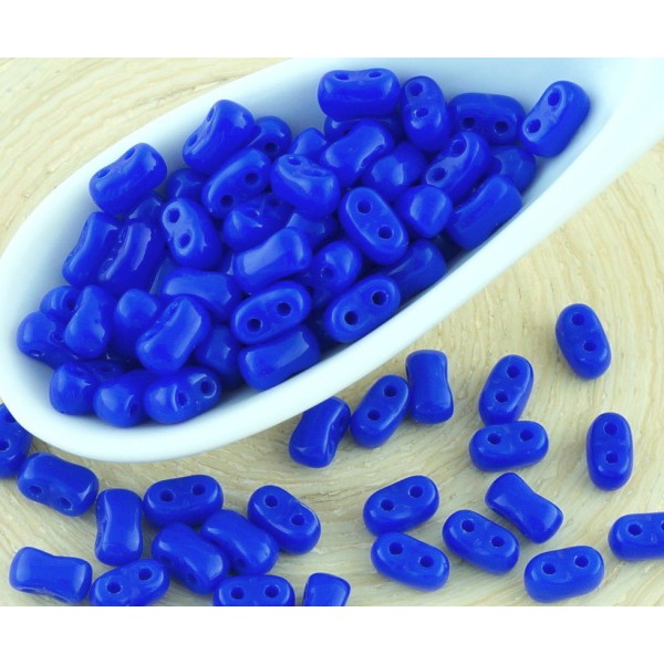 10g Opaque Profond Bleu nuit Opaque Bi-Bo 2 Trou Bibo Twin Verre tchèque Perles de 2,8 mm x 5.5 mm - Photo n°1