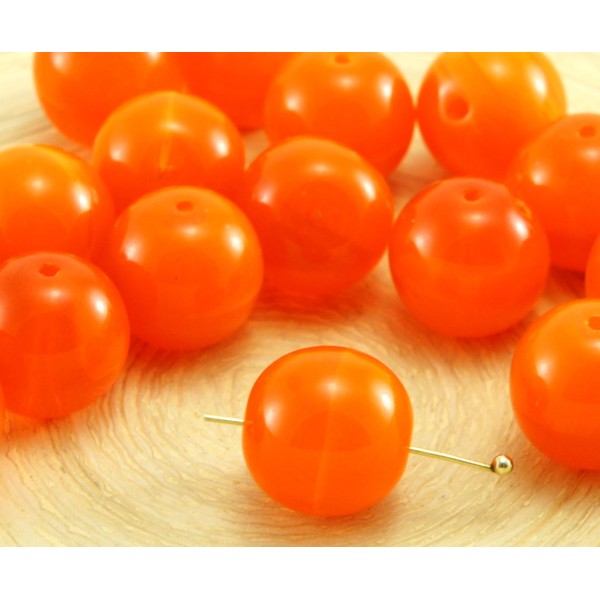 4pcs Jaune Orange Orange Opale Halloween Ronde Pressée Druk Chunky Grand Grand Verre tchèque Perles - Photo n°1