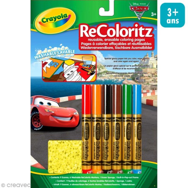 Kit coloriage réutilisable Cars Disney - Crayola Recoloritz - Photo n°1