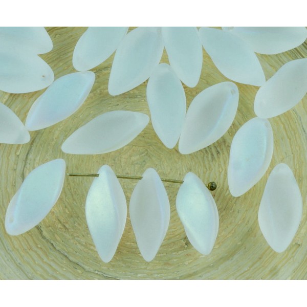 12pcs Matte Crystal Ab Pétale de Fleur Torsadée Poignard Verre tchèque Perles de 8mm x 16mm - Photo n°1