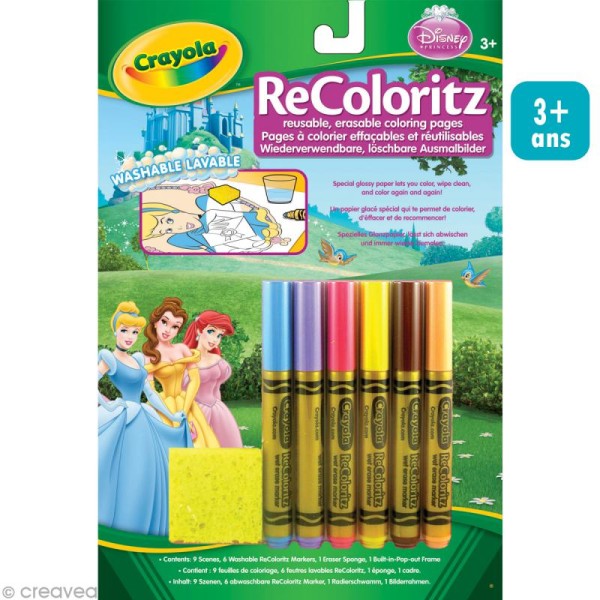 Kit coloriage réutilisable princesses Disney - Crayola Recoloritz - Photo n°1