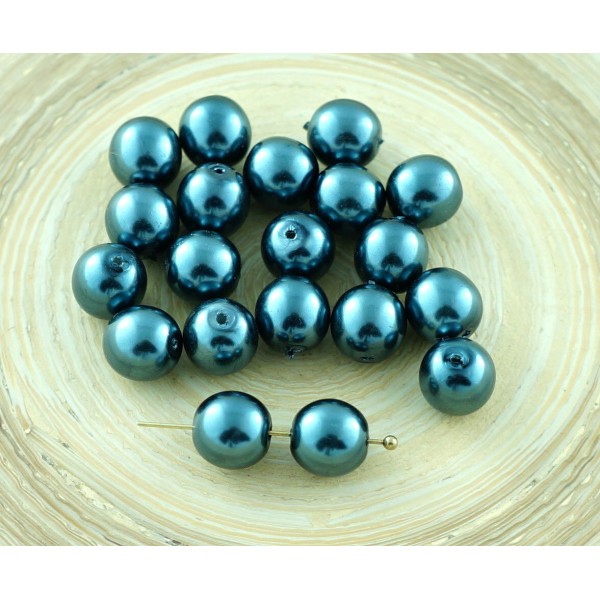20pcs Gris Argent Imitation de Perles de Verre tchèque Perles Rondes 8mm - Photo n°1